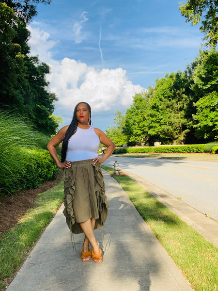 Army Green Drawstring Skirt – Savvi Snob