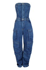 Jump To It Denim Cargo Jumpsuit