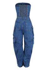 Jump To It Denim Cargo Jumpsuit