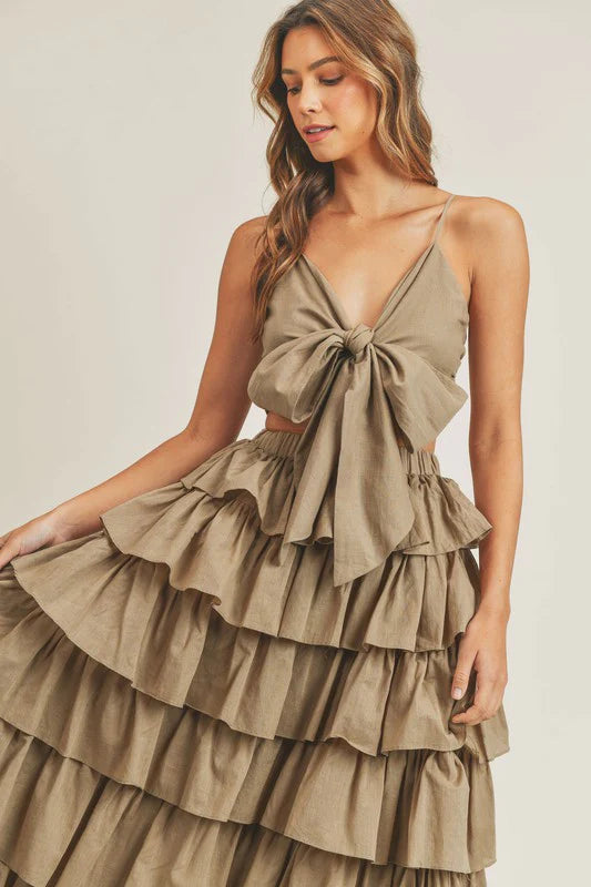 Tiered taffeta maxi outlet skirt