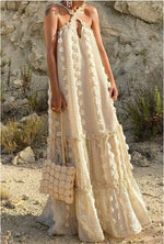 Soft Ivory Petals Maxi Dress