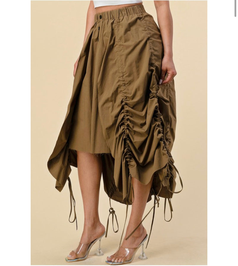 Army Green Drawstring Skirt