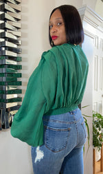 Enchanting Wide Bell Sleeve Top (Emerald)