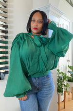 Enchanting Wide Bell Sleeve Top (Emerald)