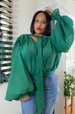 Enchanting Wide Bell Sleeve Top (Emerald)